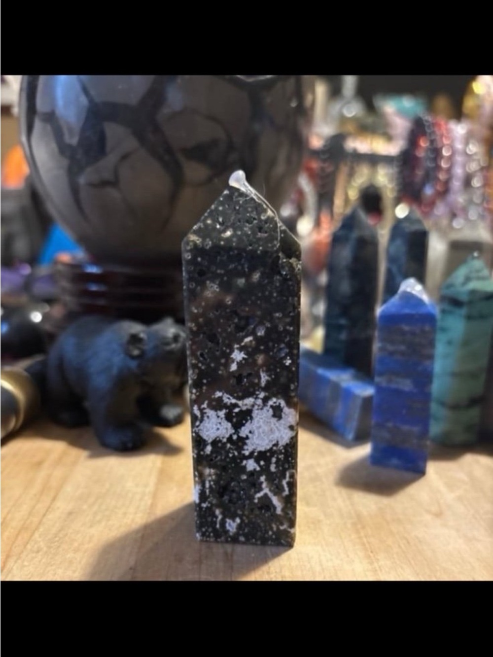 Black and White Ocean Jasper Point Decorative Accent